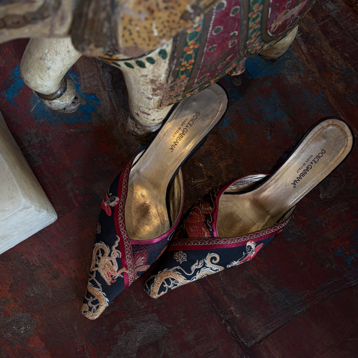 Vintage Dolce & Gabbana Chinese Brocade Heels