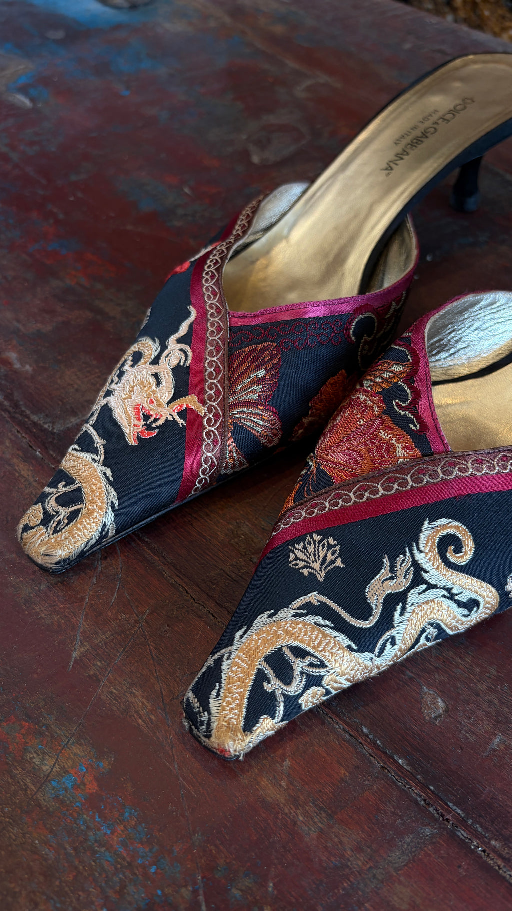 Vintage Dolce & Gabbana Chinese Brocade Heels