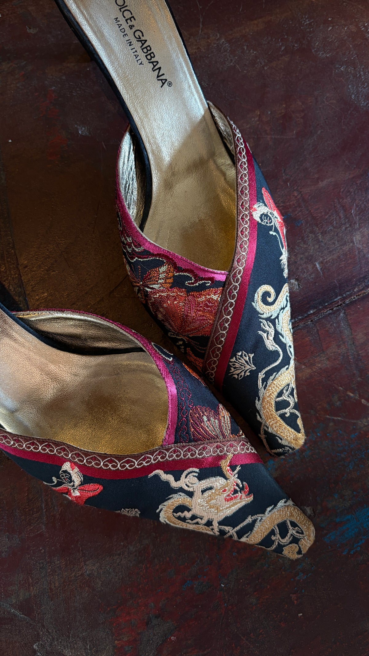 Vintage Dolce & Gabbana Chinese Brocade Heels