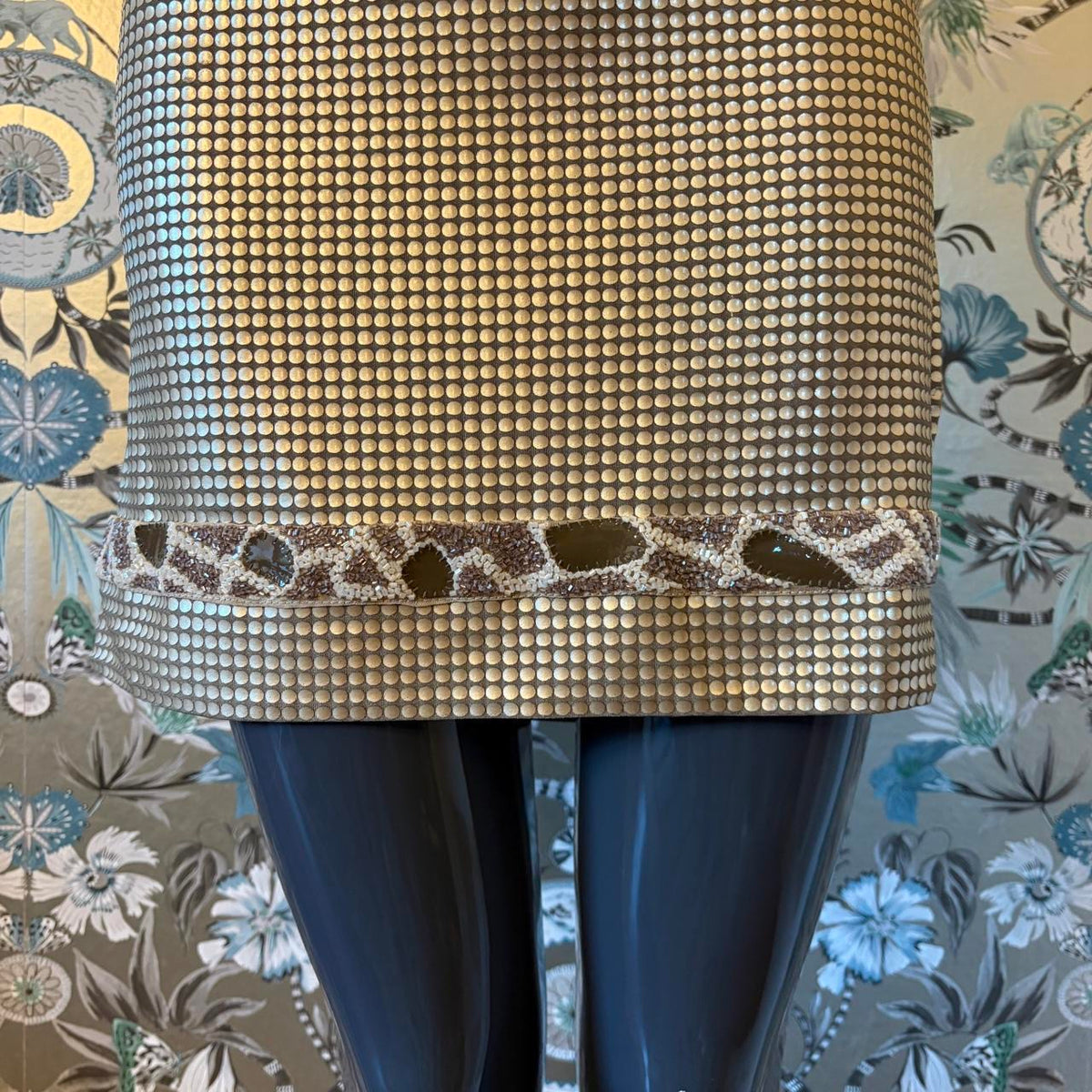 Vintage Cavalli Class Gold Embellished Mini Dress