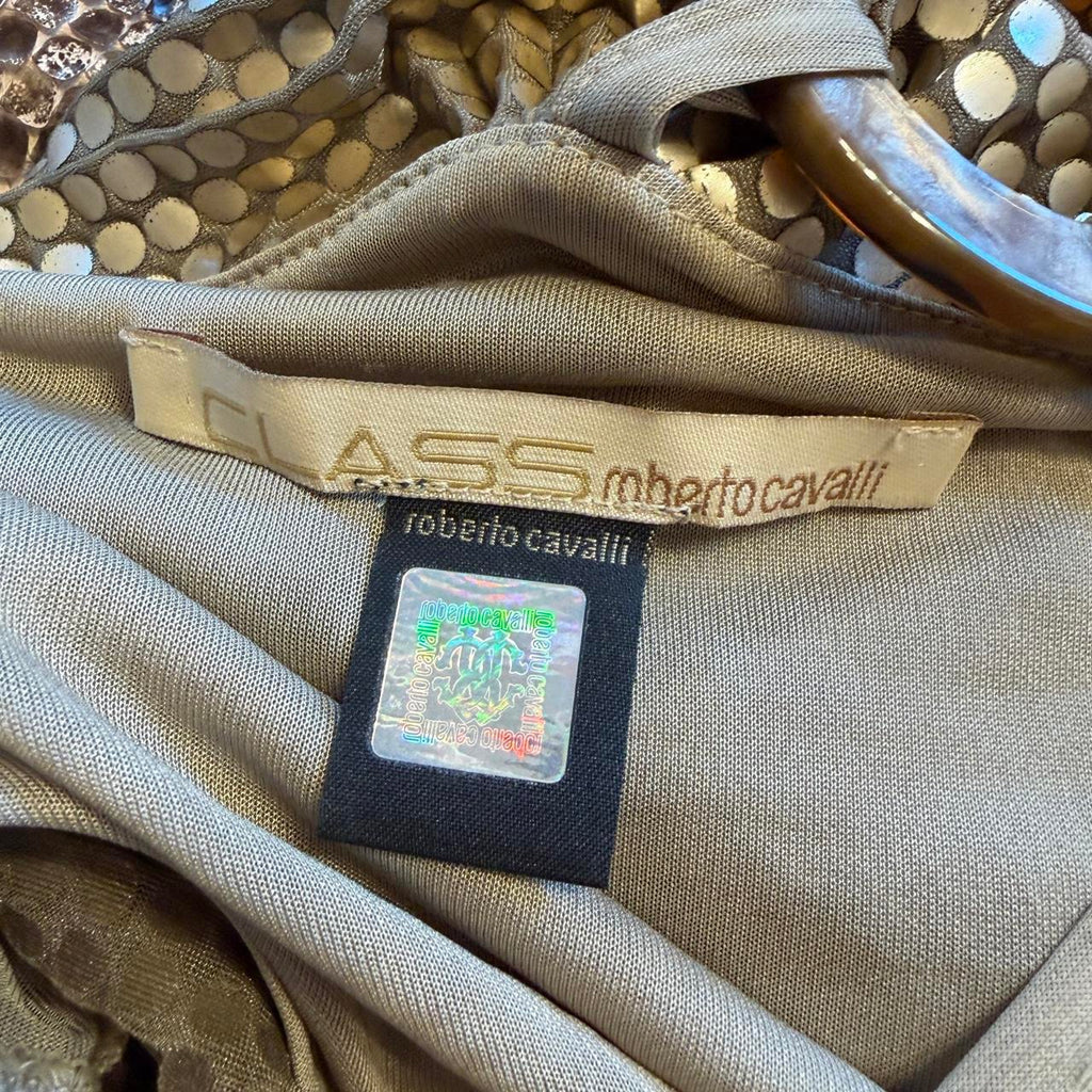 Vintage Cavalli Class Gold Embellished Mini Dress