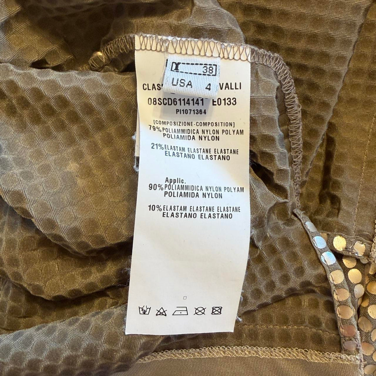 Vintage Cavalli Class Gold Embellished Mini Dress