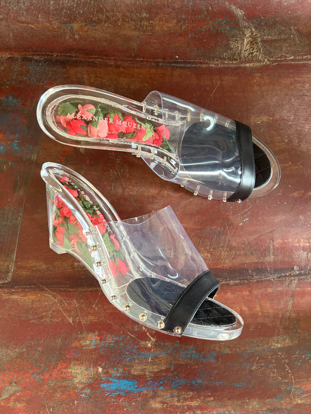 Alexander McQueen Rosebud Plexiglass Sample Heels