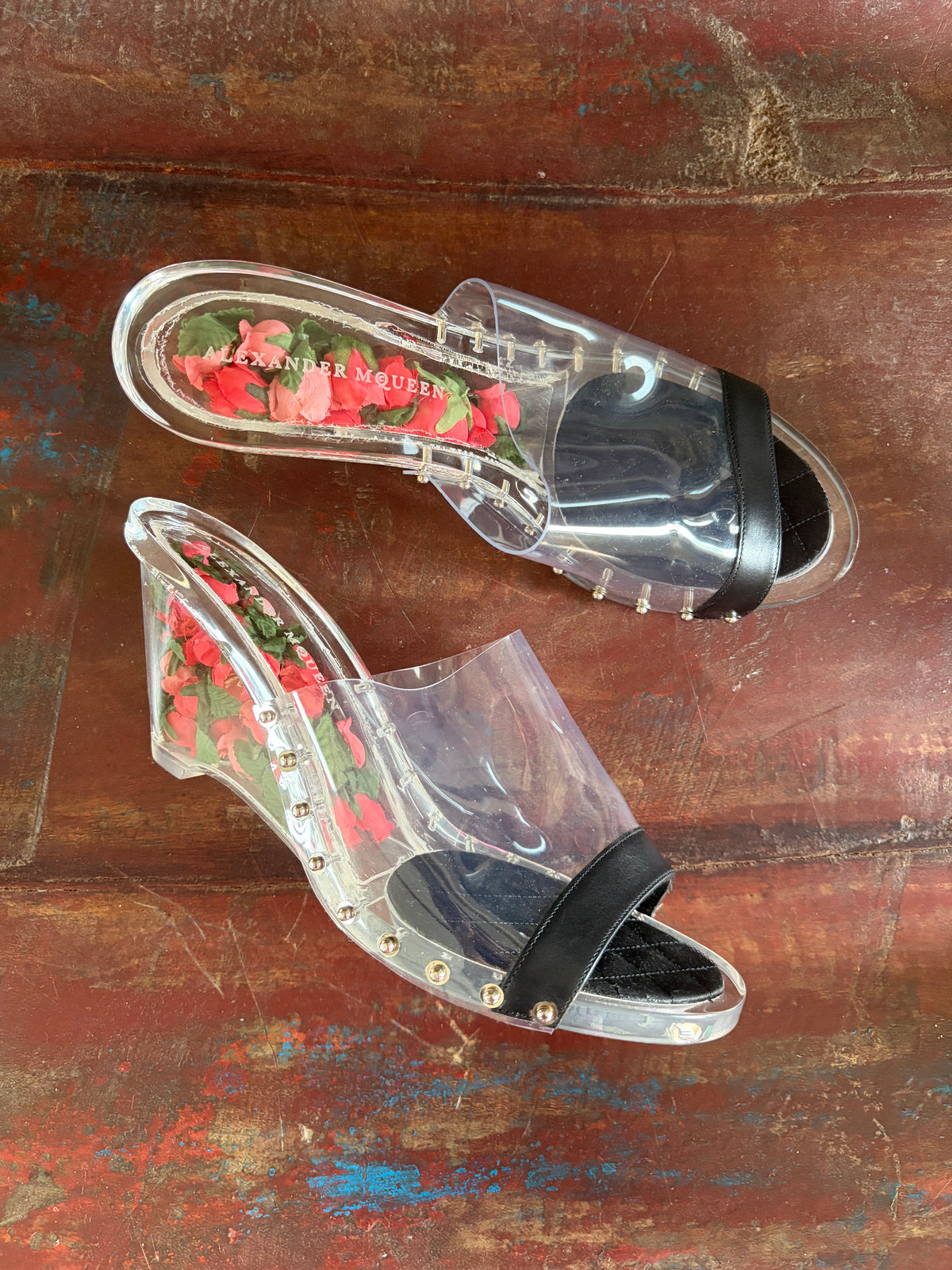 Alexander McQueen Rosebud Plexiglass Sample Heels