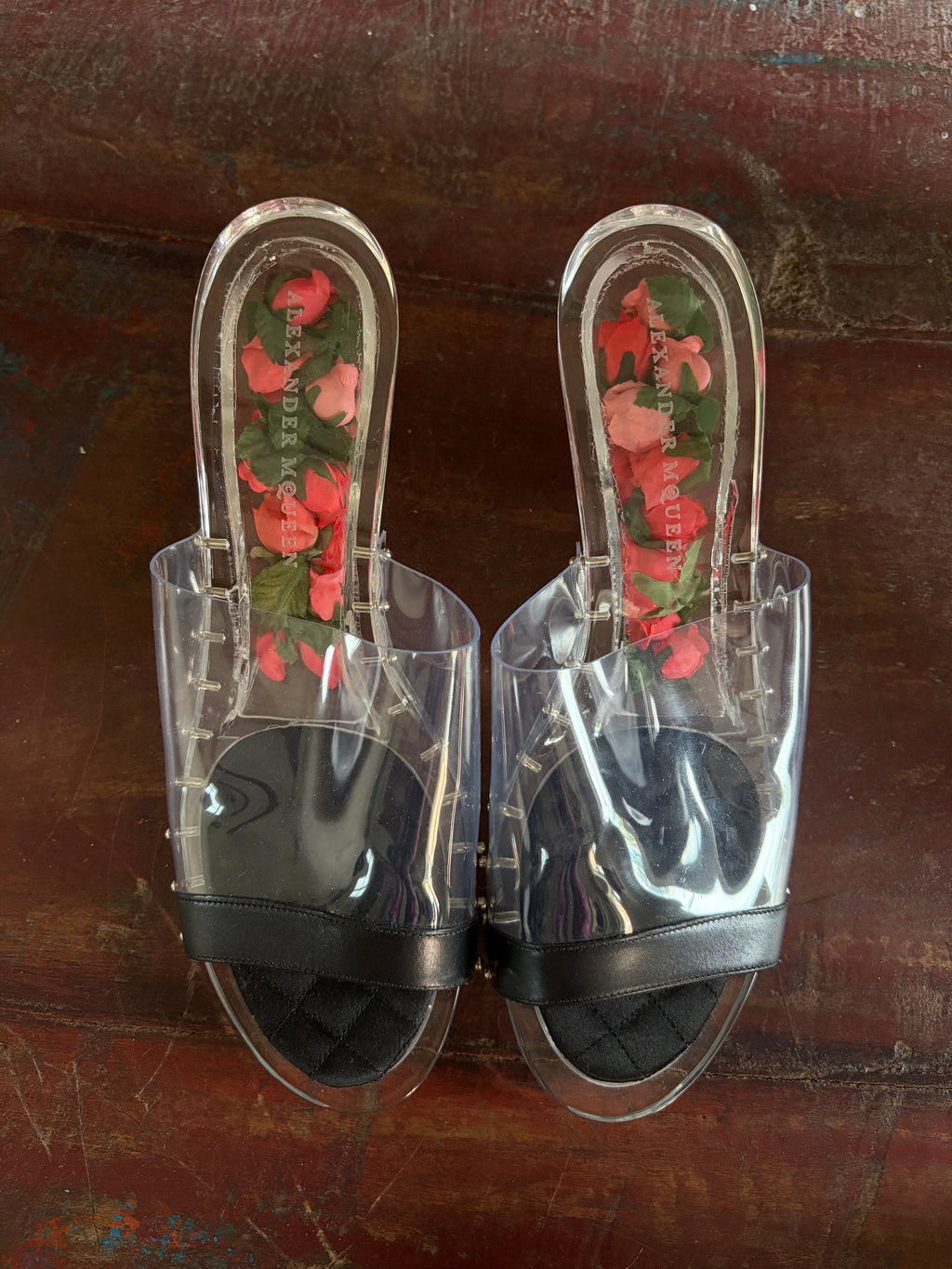 Alexander McQueen Rosebud Plexiglass Sample Heels