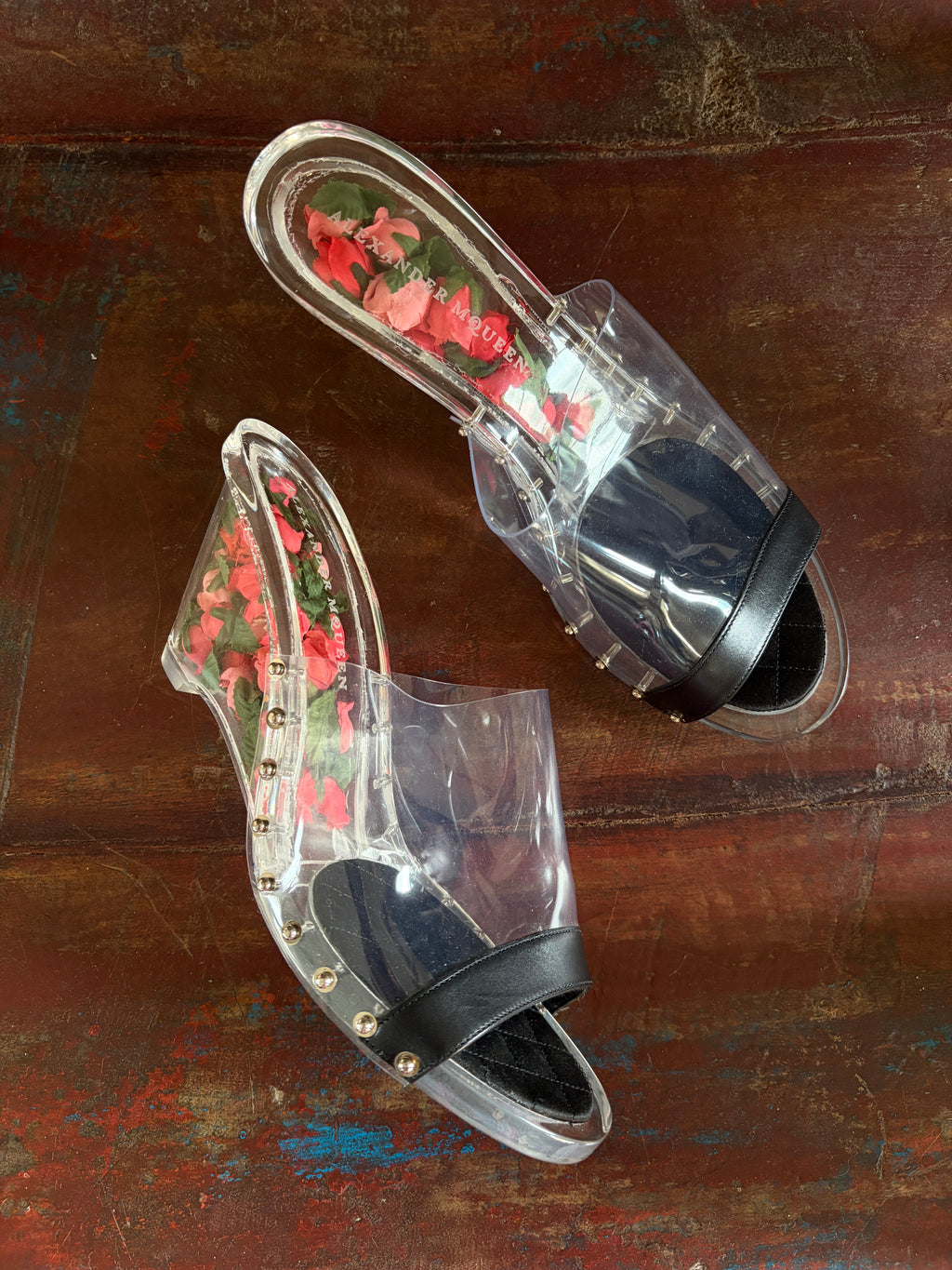 Alexander McQueen Rosebud Plexiglass Sample Heels