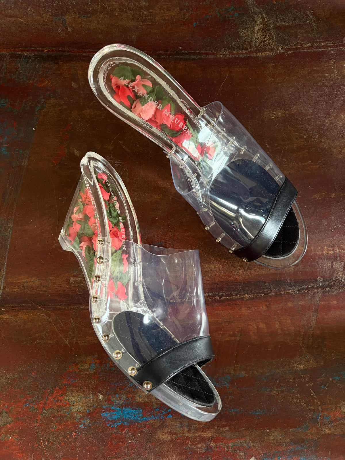 Alexander McQueen Rosebud Plexiglass Sample Heels