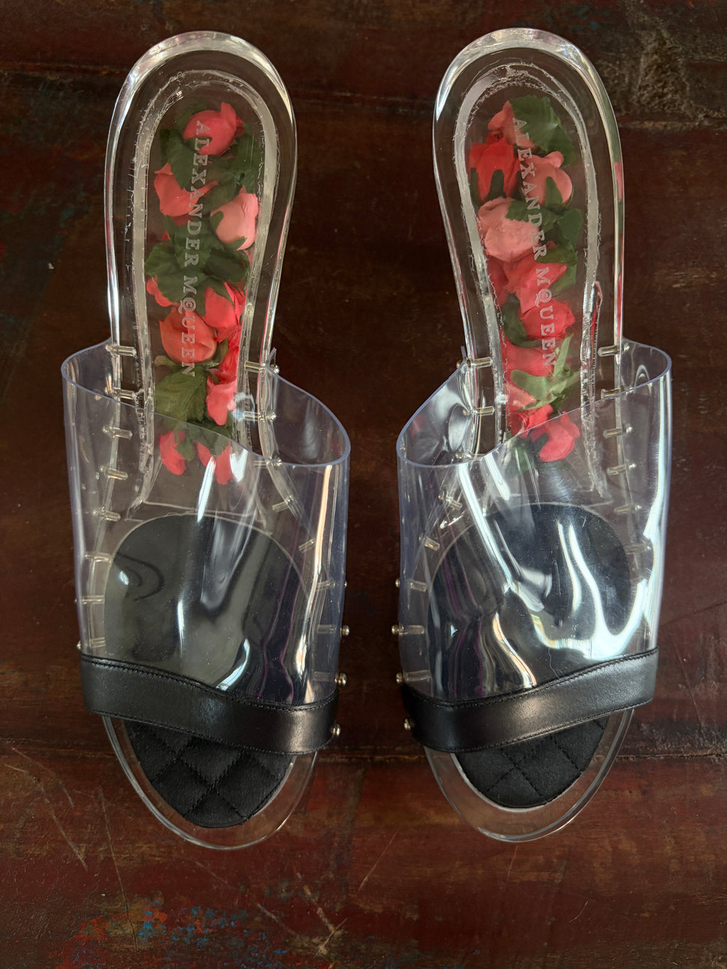 Alexander McQueen Rosebud Plexiglass Sample Heels