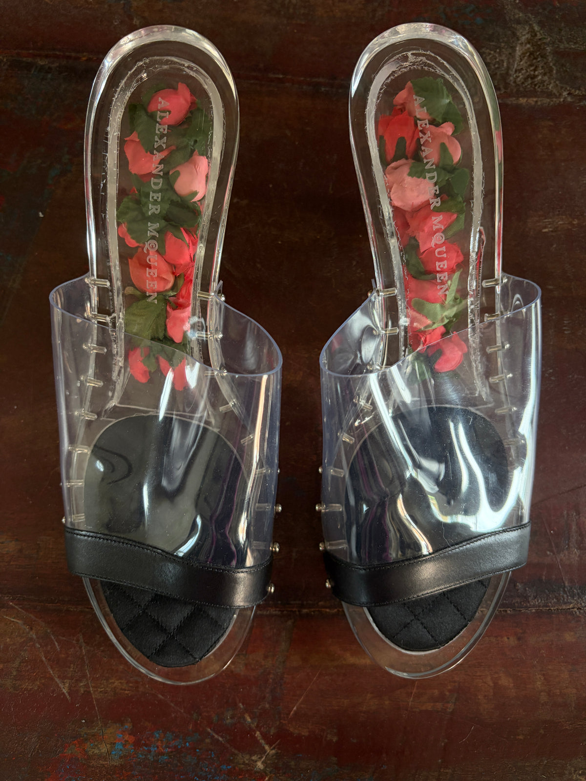Alexander McQueen Rosebud Plexiglass Sample Heels