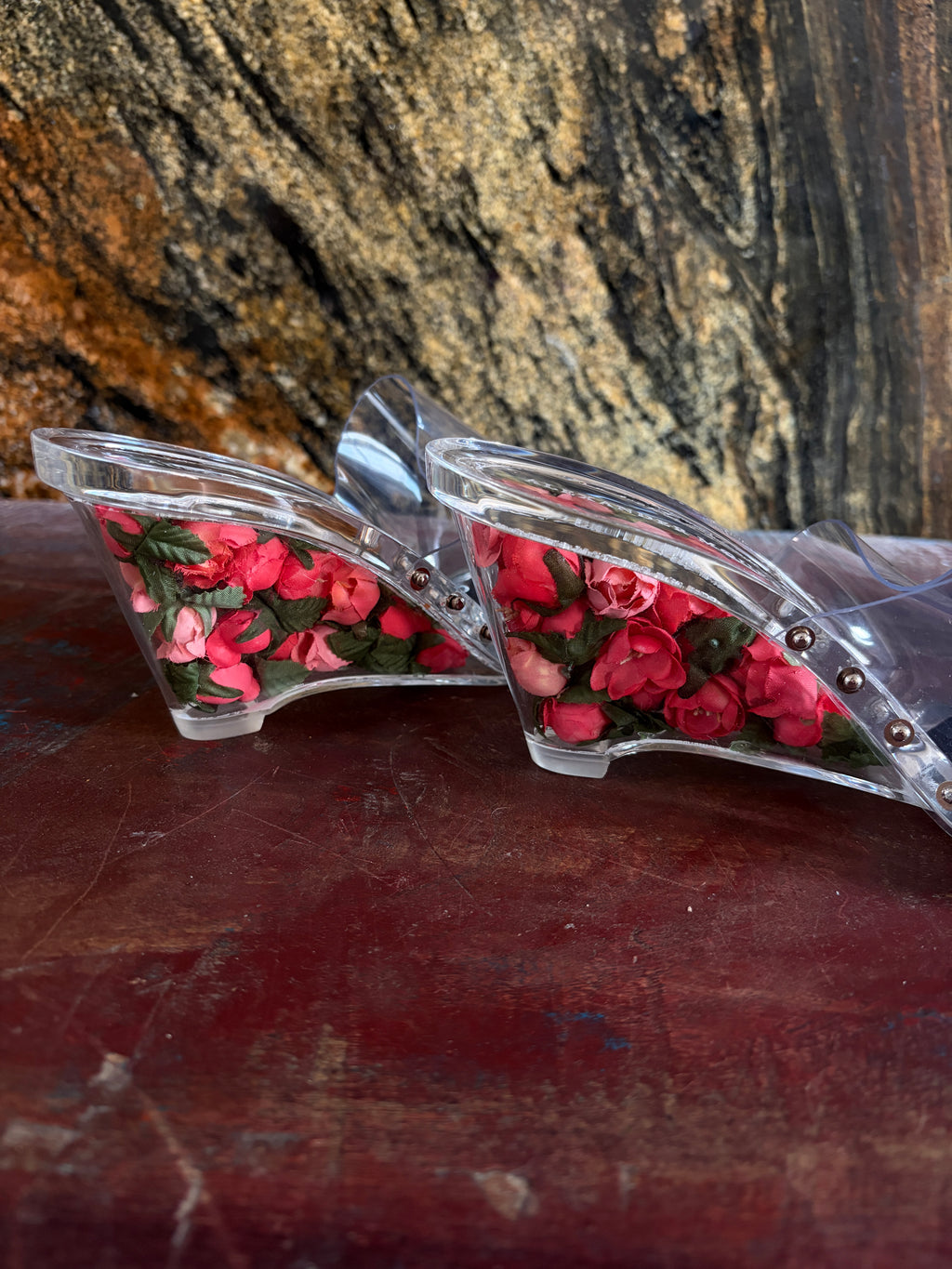 Alexander McQueen Rosebud Plexiglass Sample Heels