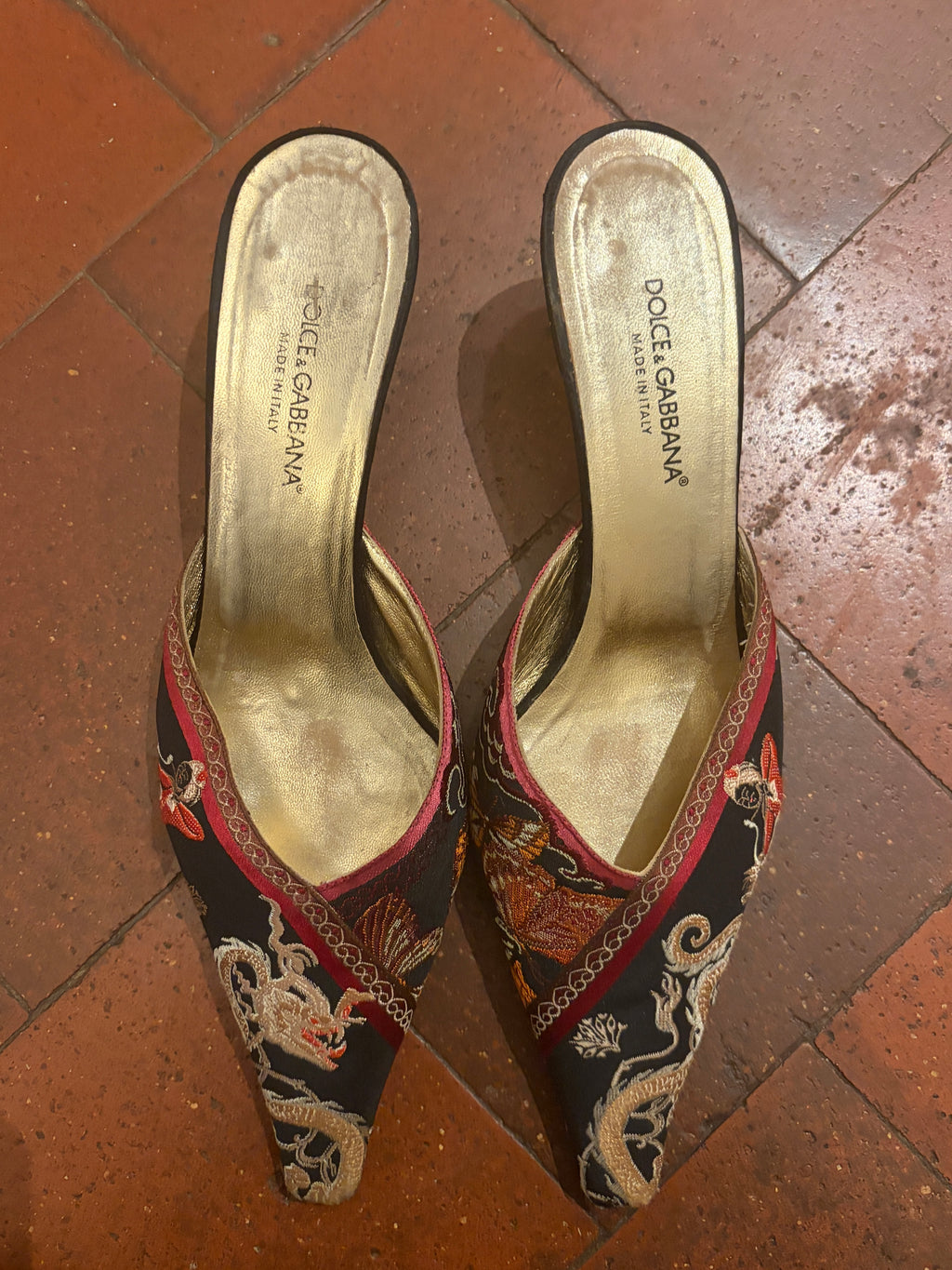 Vintage Dolce & Gabbana Chinese Brocade Heels