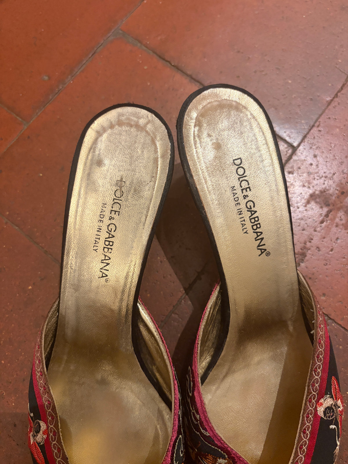Vintage Dolce & Gabbana Chinese Brocade Heels