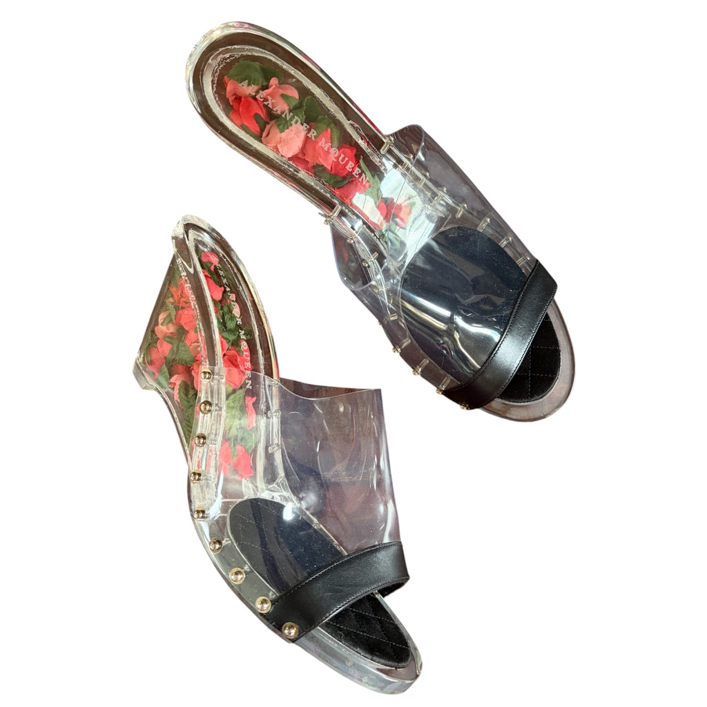 Alexander McQueen Rosebud Plexiglass Sample Heels